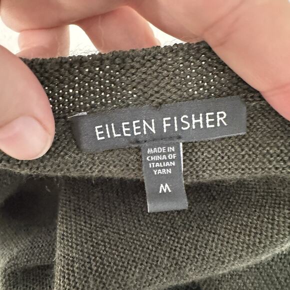 Eileen Fisher 100% Merino Wool Sleeveless Sweater Sz M Olive Green Scoop Neck - Picture 4 of 8